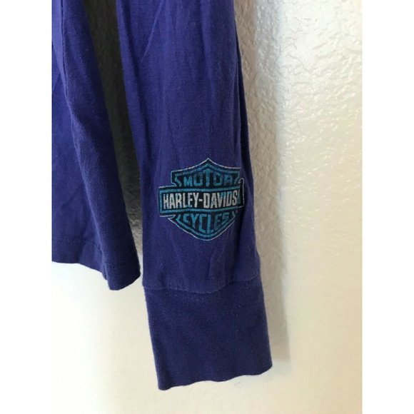 HARLEY DAVIDSON Long Sleeve V-Neck Purple Motorcycle Shirt Women's Medium - Picture 7 of 7